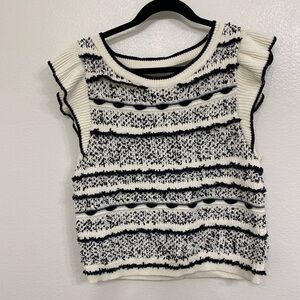 Anthropologie Black and CreamTank Sweater WithKey Hole Opening